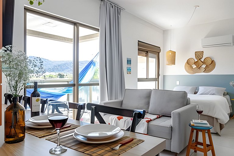 Studio fabuloso churrasqueira privativa 500m praia