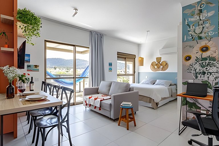 Studio fabuloso churrasqueira privativa 500m praia