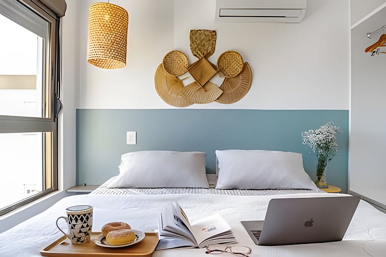 Studio fabuloso churrasqueira privativa 500m praia