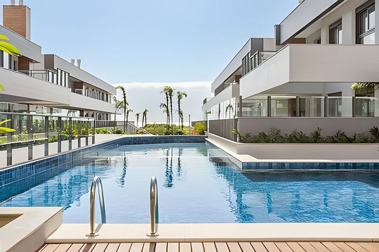 Pé na areia, jacuzzi privativa e rota das baleias