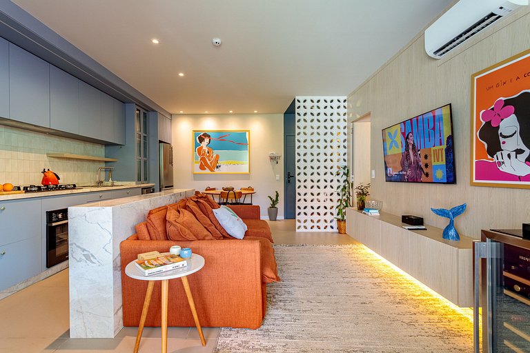 Iconic: Pé na Areia, Garden, jacuzzi e churrasqueira privati