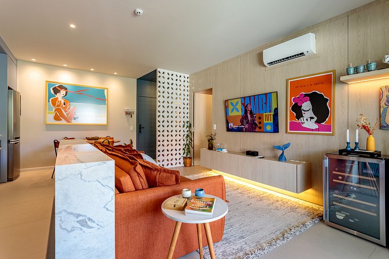 Iconic: Pé na Areia, Garden, jacuzzi e churrasqueira privati