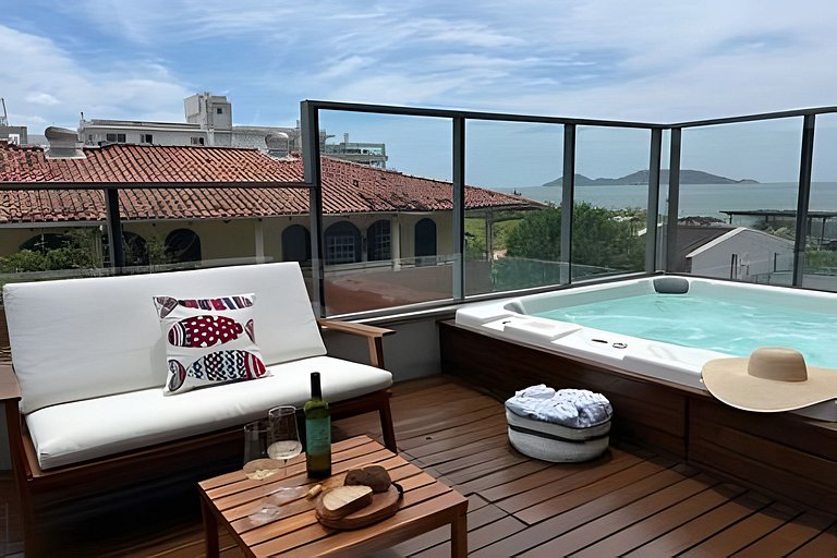 Iconic Cobertura Luxo, Jacuzzi vista ilha Campeche